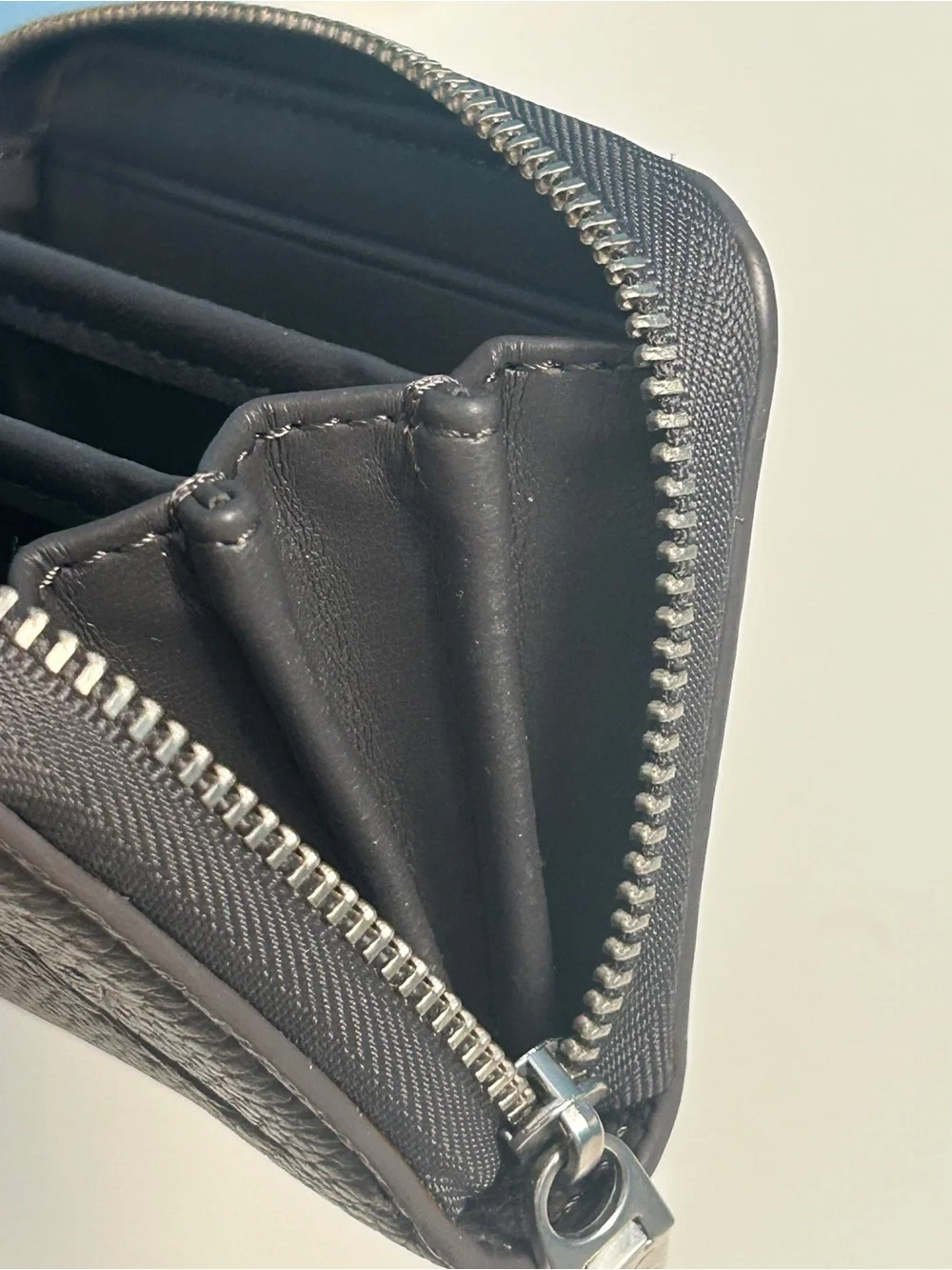 Calvin Klein gray pebbled leather zip wallet